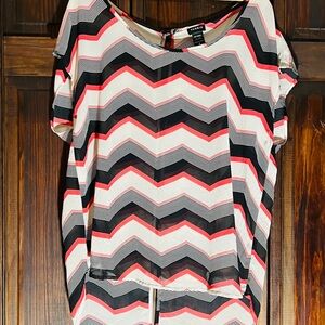 Torrid Black and Pink‎ Chevron Blouse